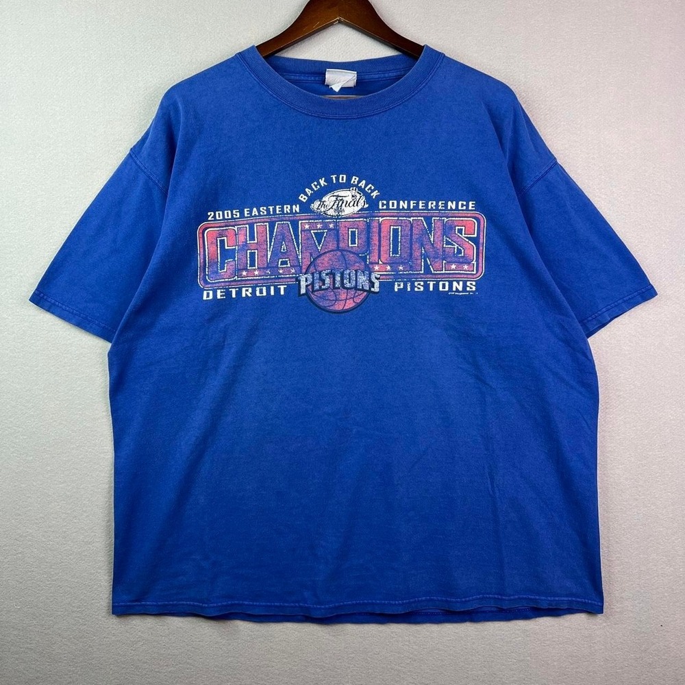 Vintage Detroit Pistons Back to Back Conference Champions Blue Tee Shirt